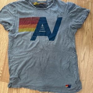 Aviator Nation Gray Short Sleeve T-Shirt with Retro Design